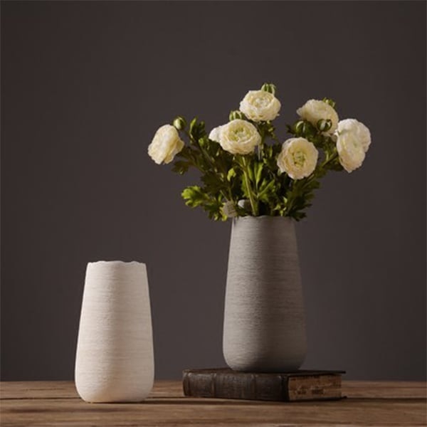 Contemporary Ceramic Vase - Minimalist - White - Gray from Apollo Box