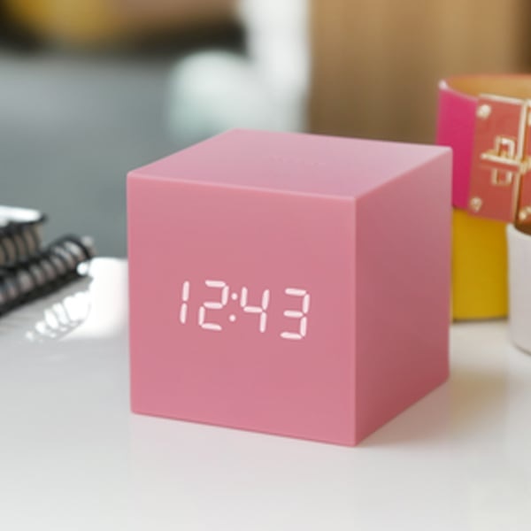 Gingko Gravity Cube Click Clock 3' x 3" Touch Sensitive Snooze Alarm Clock 