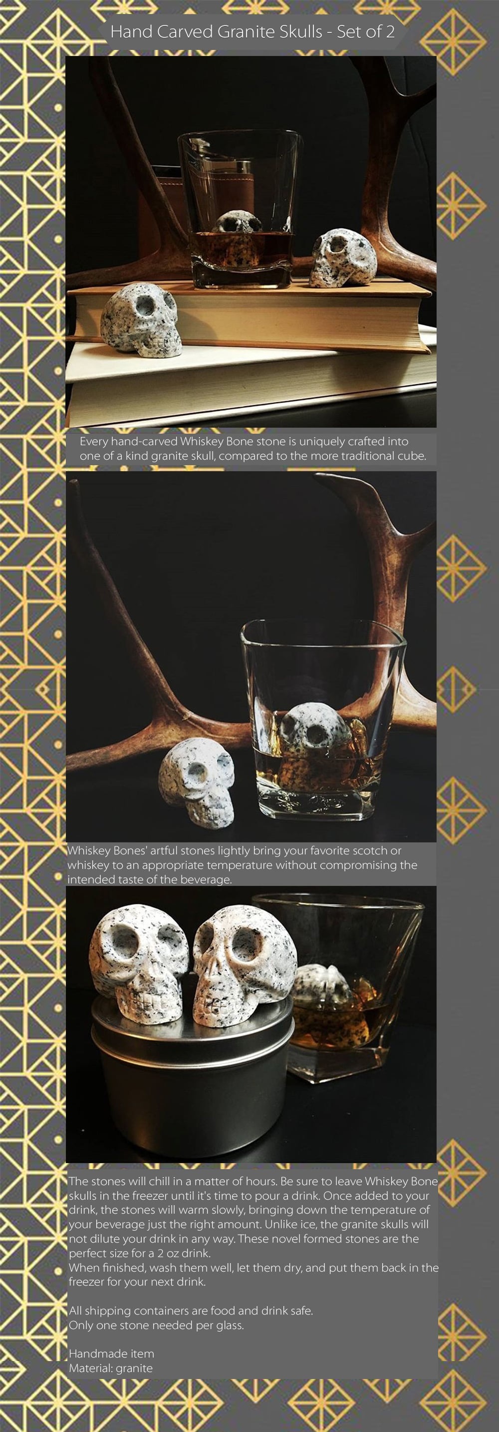 Skull Ice Molds - Set of 2 - Ideal for Whiskey from Apollo Box