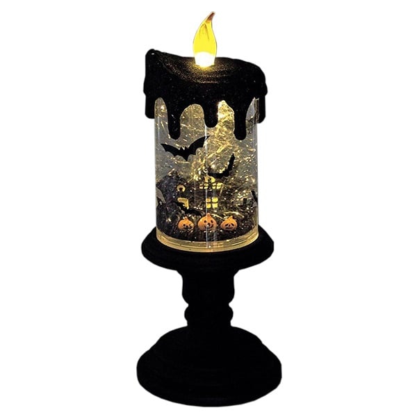 ShopKo Celebrate the Season Black Yellow Haunted House Led Light Candle Lantern 