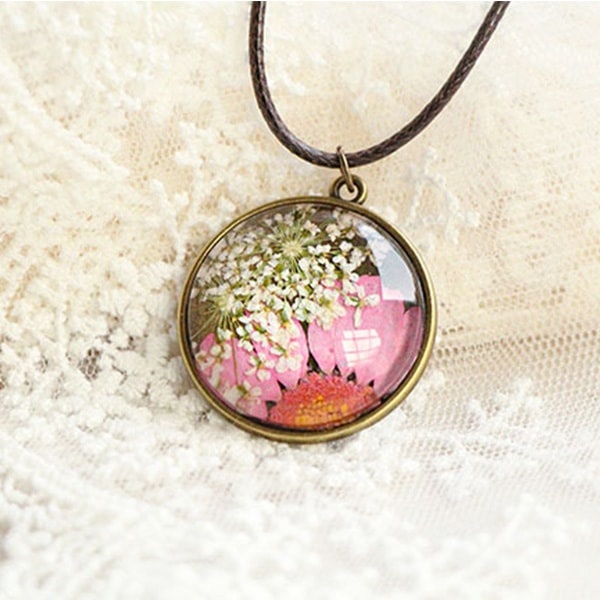 Pressed Purple Flower Necklace Rose Gold Filled Necklace -  Canada