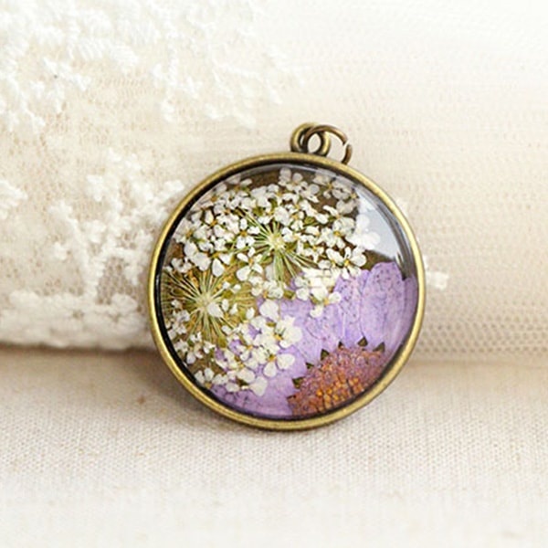 etsy pressed flower necklace