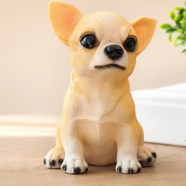 Chihuahua Mini Animal Resin Model Action Figure Decoration Simulation  Chihuahua Dog Pet Figurines Toys Christmas Kids Gift Doll