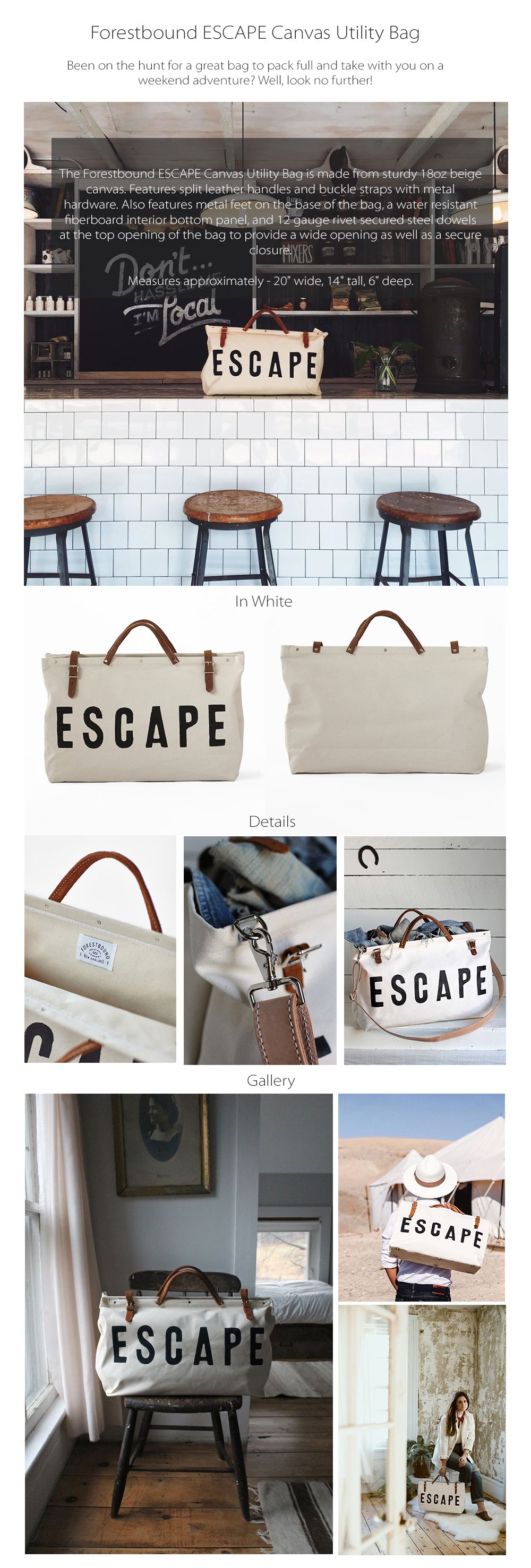 Escape discount weekend bag