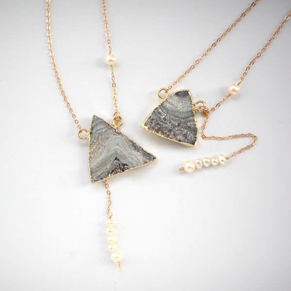 Grey deals stone necklace