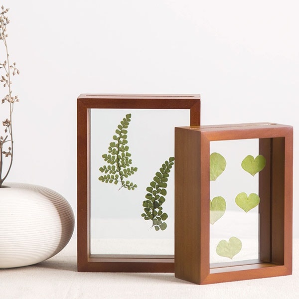 Botanic Leaf Prints With Rustic Wood Frames - Set of 6 - Woodwaves