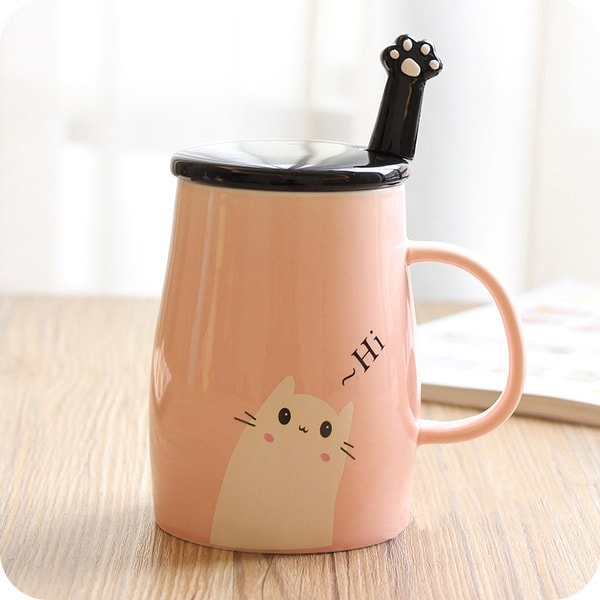 KAWASIMAYA Mug with Lid, Cute Cups for Women Birthday Gift Ceramic