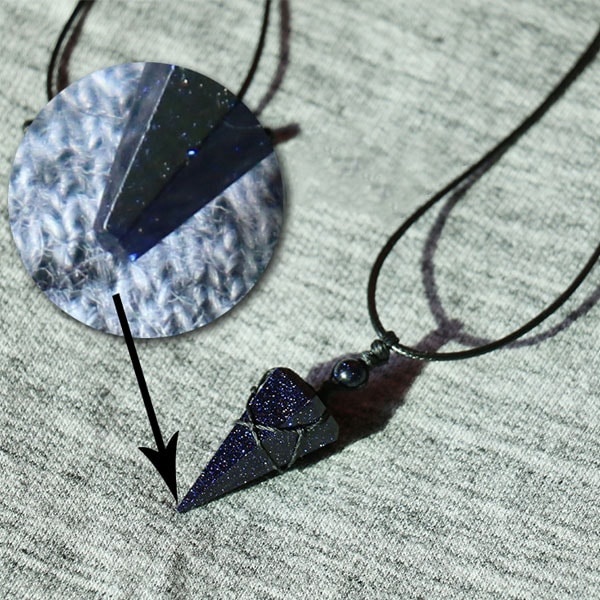 Crystal Energy Necklace Blue Sandstone Pendant Handcrafted