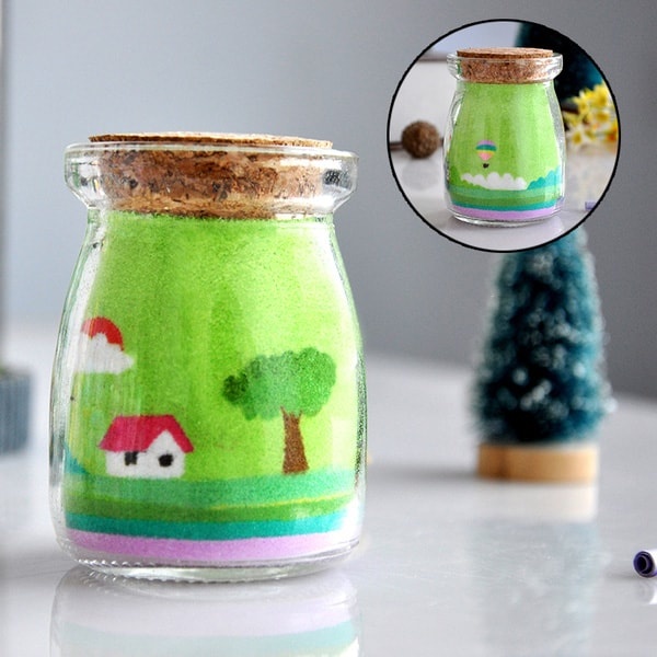 Handmade Art Sand Painting Series Glass Jar Home Decoration