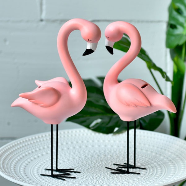 Bird Model Figurine Miniature Red Flamingo Statues Home Bird Collectables 
