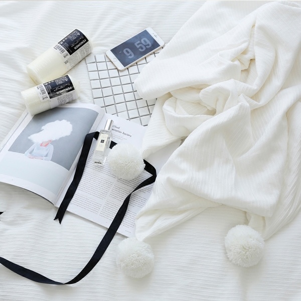 White Cotton Throw Blanket - ApolloBox