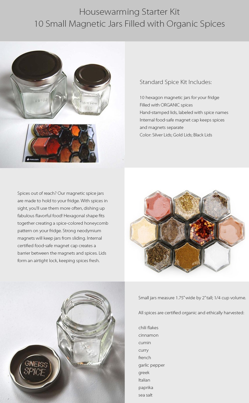 DIY Large Magnetic Spice Jars - Silver - Gold - Black - ApolloBox