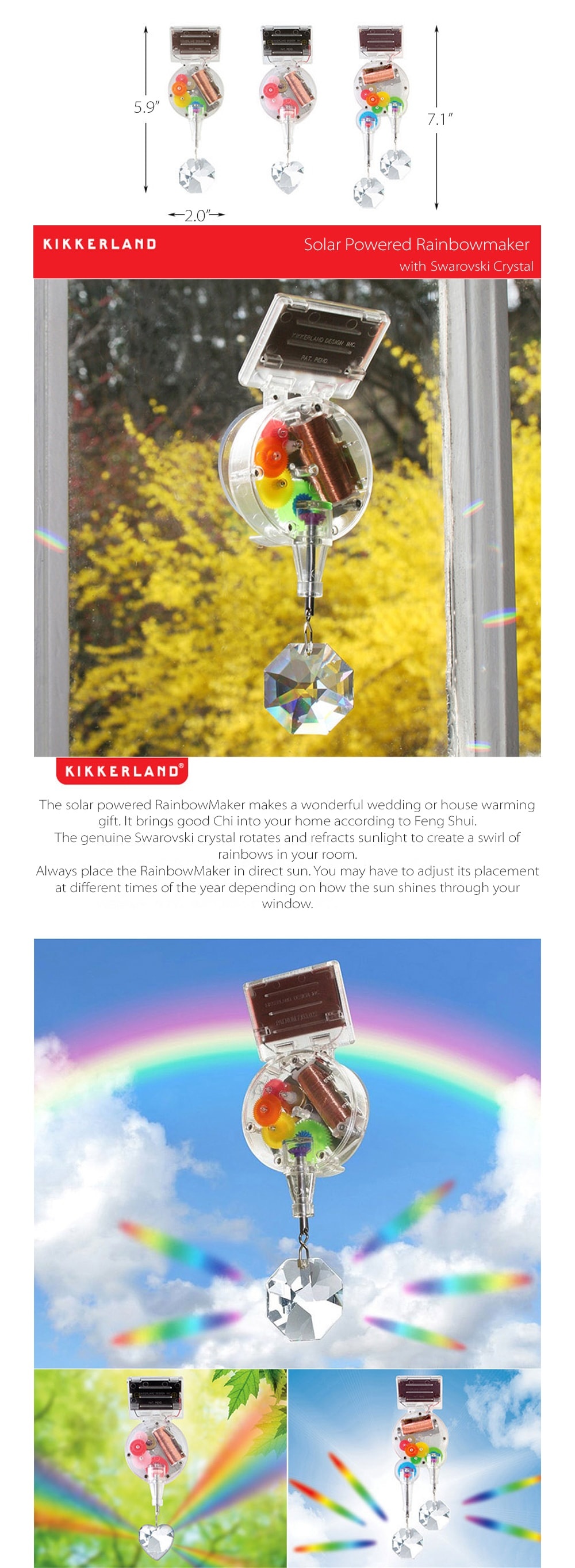  Kikkerland Solar Powered Rainbow Maker with Single
