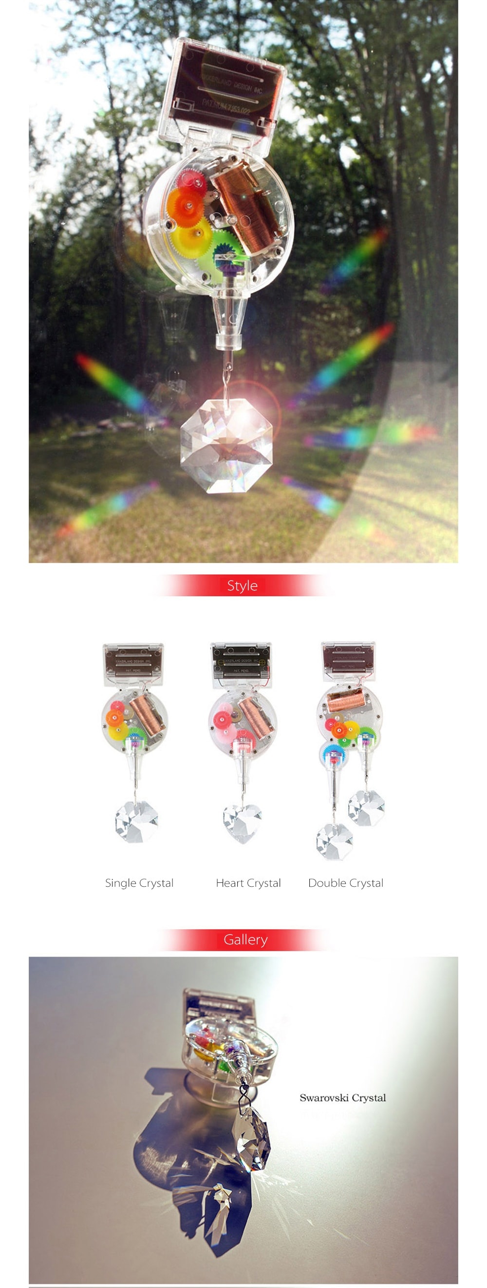 NEW Kikkerland Solar-Powered Rainbow Maker with Swarovski Crystal
