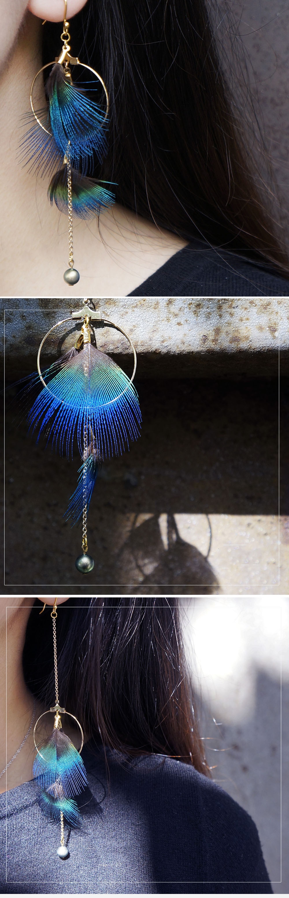 Peacock feather earrings 3