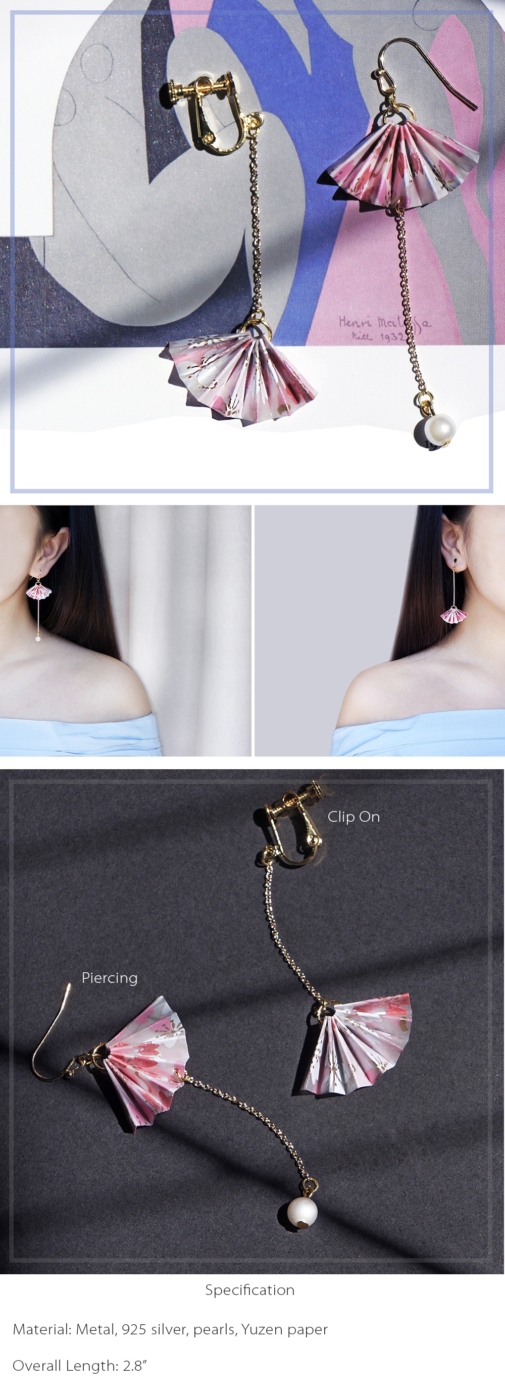 Fan Earrings Cherry Blossom Pearl Earrings Sakura Earrings -  Hong Kong