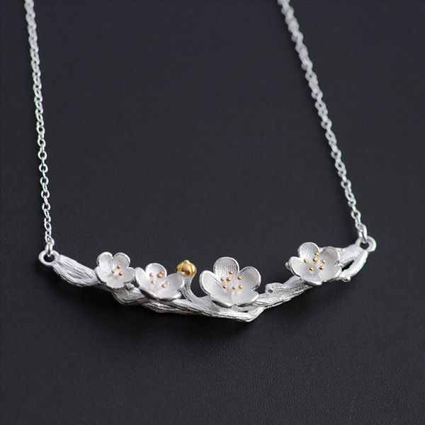 Silver Sakura Necklace - ApolloBox