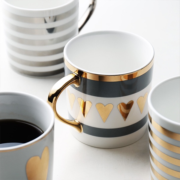 Ahu Colorful Marble Design Gold Color Coffee Cups Set –