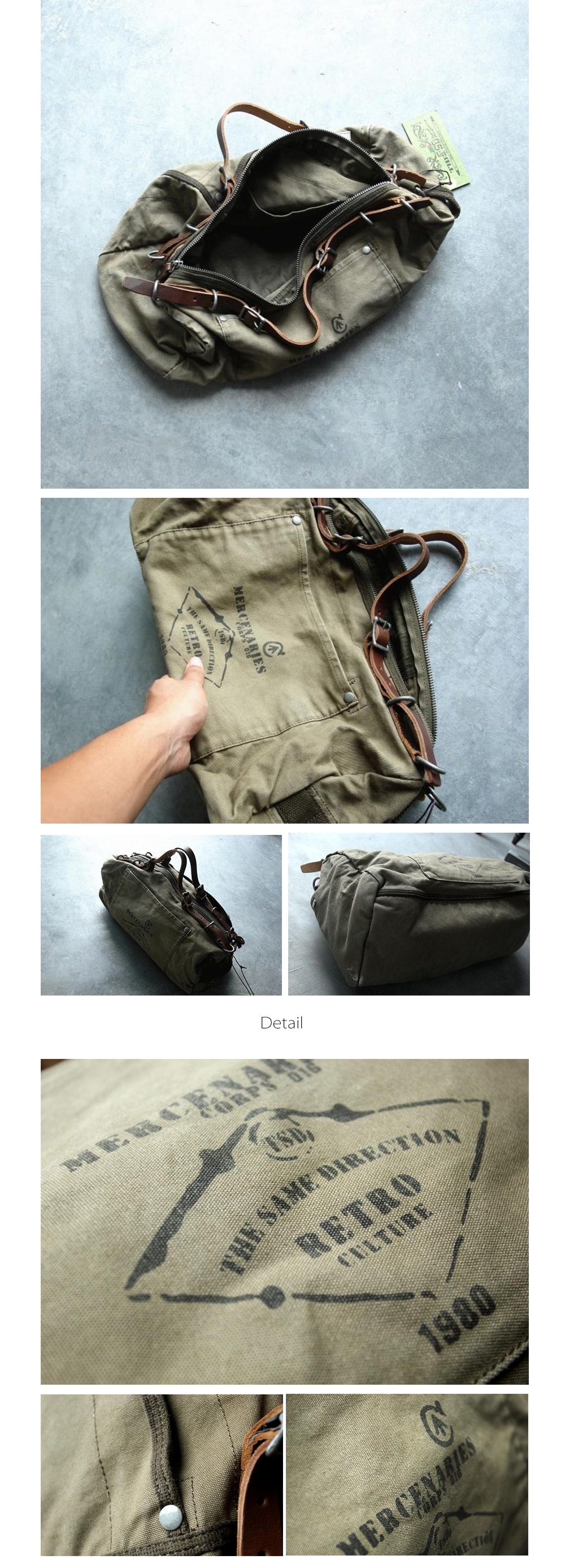 Military Style Duffle Bag - Cotton - Canvas - Vintage Collection - ApolloBox