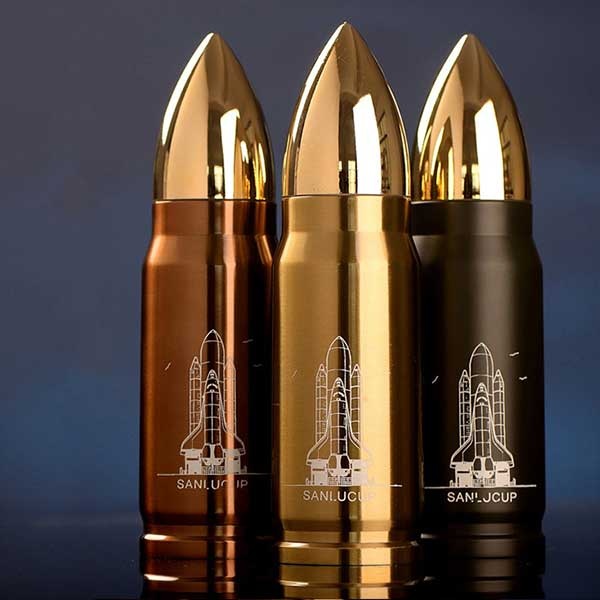 Creative Design Rocket Shape Bullet Thermos Bottle Stainless Steel