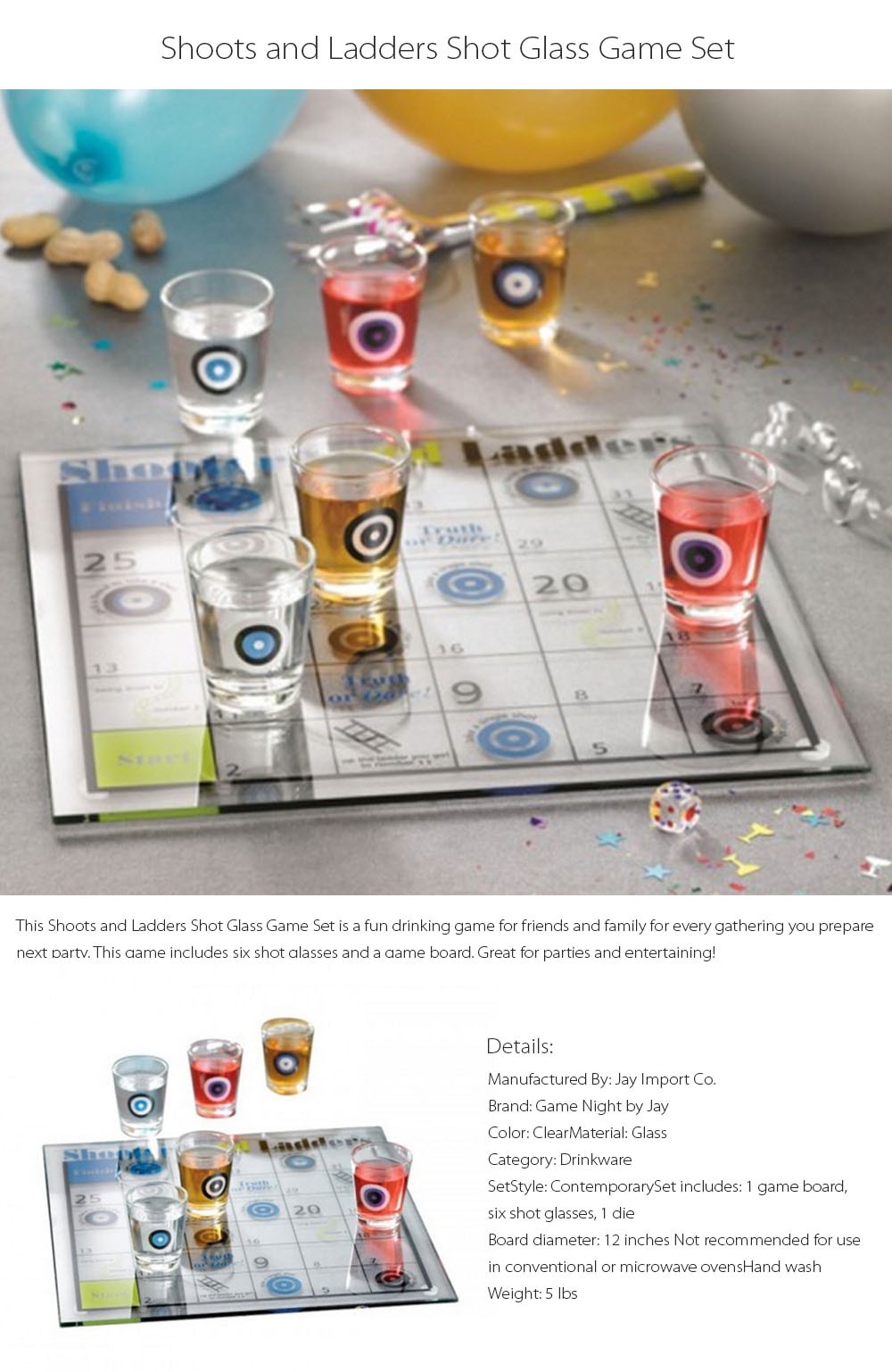 Shoots and Ladders Shot Glass Game Set from Apollo Box