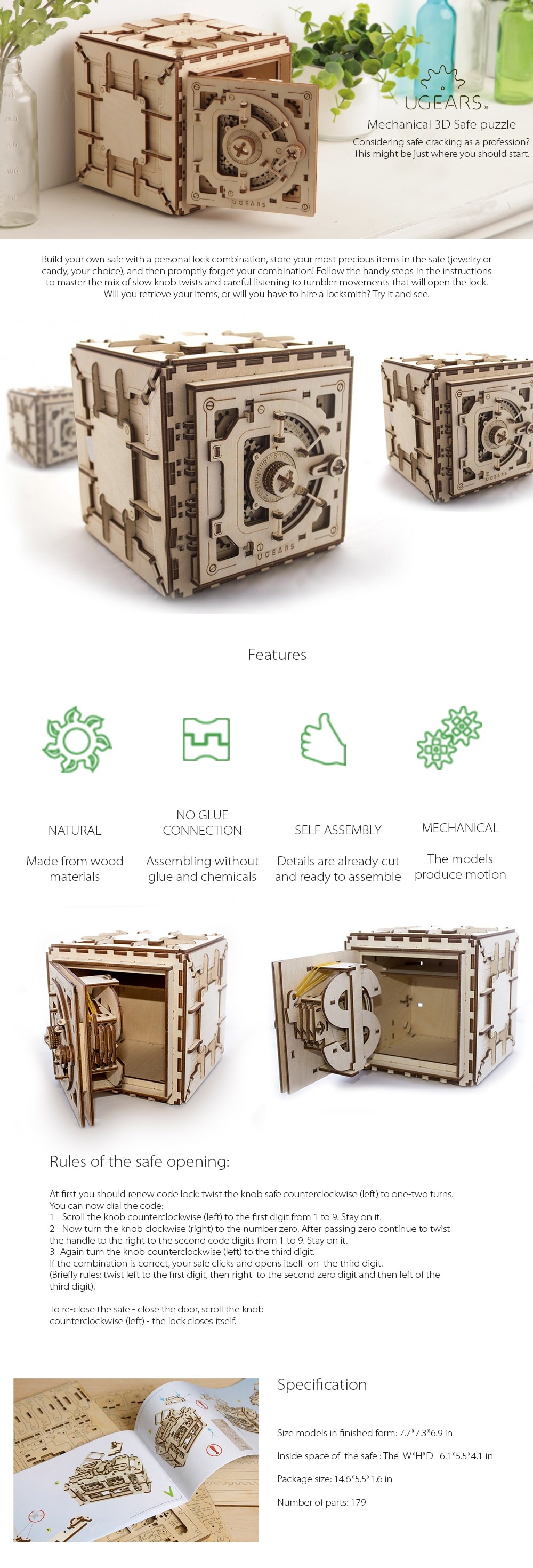 Mechanical 3D Safe puzzle Build Your Own Safe