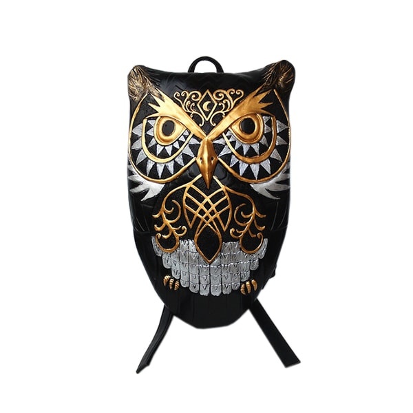 3D Embossed Owl Backpack - PU Leather - Black - Gold - 4 Colors