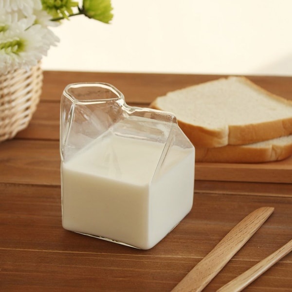 Glass Milk Carton Creamer Pitcher Cute Clear Creamer Container 10