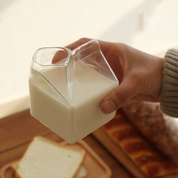 Glass Milk Carton Creamer