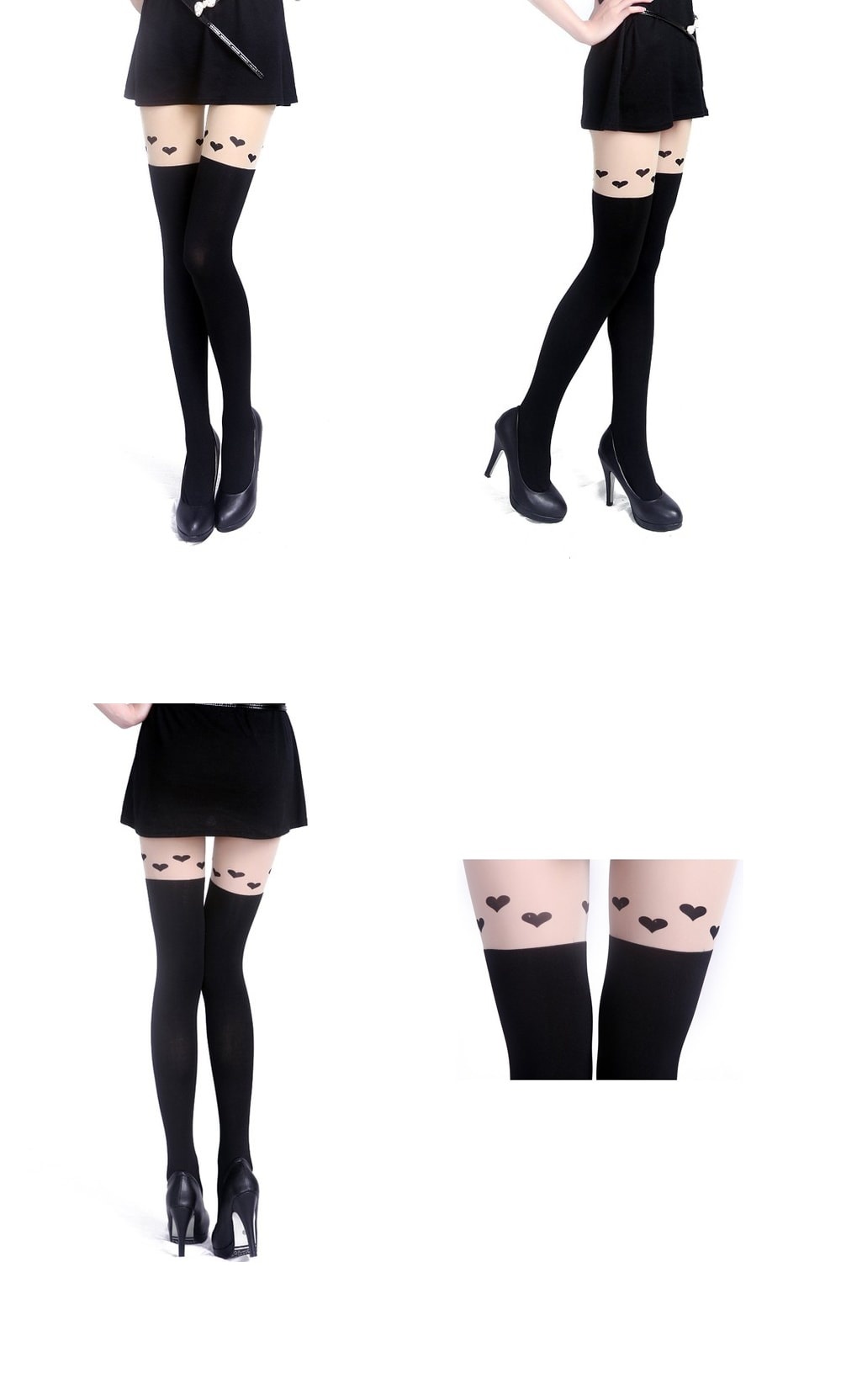 Fun Pattern Printed Tattoo Pantyhose- FlyingHearts - ApolloBox